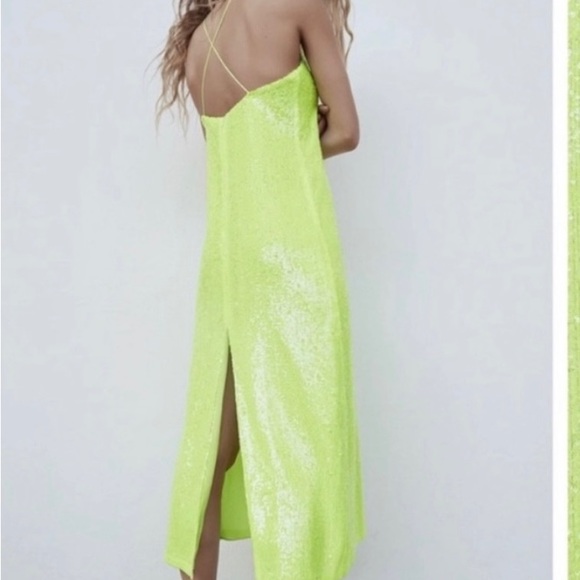 Sequin bright green Zara dress. Worn once for the Eras tour! - Picture 3 of 3